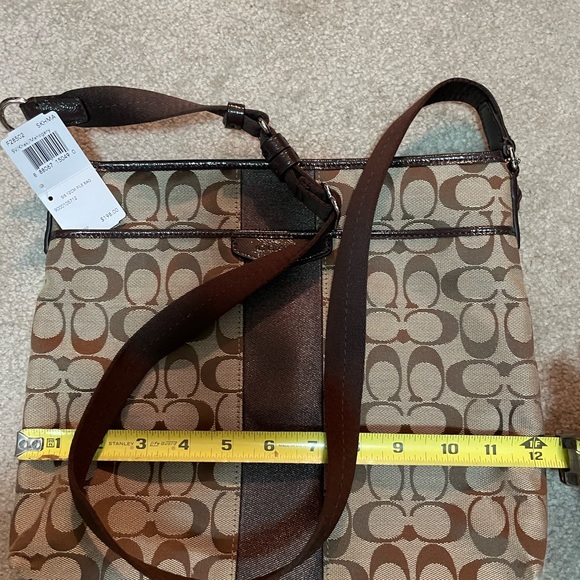 Coach MWT signature crossbody bag khaki with mahogany leather file bag - Picture 3 of 7